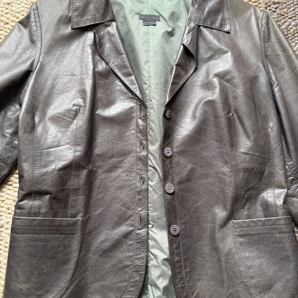 M0851 Grey Leather Jacket - Picture 4 of 6